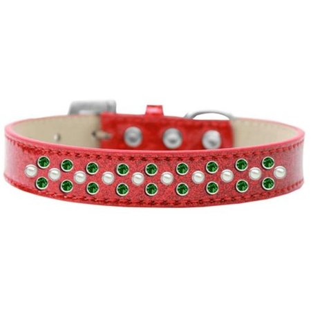 UNCONDITIONAL LOVE Sprinkles Ice Cream Pearl & Emerald Green Crystals Dog Collar, Red - Size 20 UN2452412